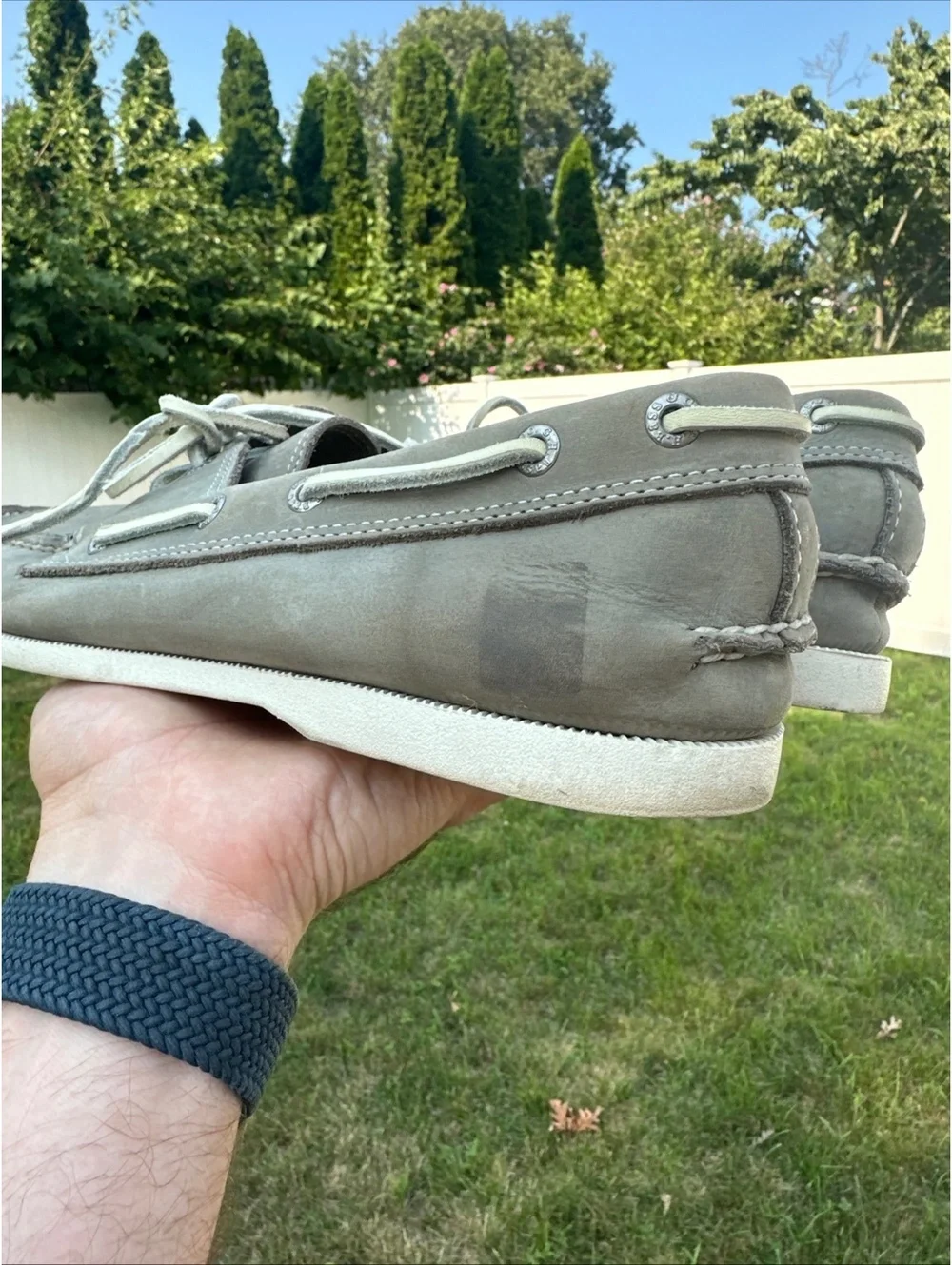 G.H. Bass Hampton Core 2 Boat Shoes Men's 11 M Gray Leather